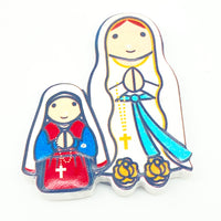 Our Lady of Lourdes and St. Bernadette Magnet (Little Drops of Water) 3" - Unique Catholic Gifts