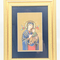Our Lady of Perpetual Help in a Matted Gold Frame 5 1/4" - Unique Catholic Gifts