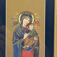 Our Lady of Perpetual Help in a Matted Gold Frame 5 1/4" - Unique Catholic Gifts