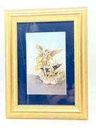 Saint Michael the Archangel in a Matted Gold Frame 5 1/4" - Unique Catholic Gifts