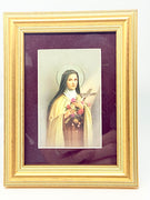 Saint Therese of Lisieux in a Matted Gold Frame 5 1/4" - Unique Catholic Gifts
