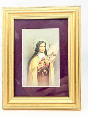 Saint Therese of Lisieux in a Matted Gold Frame 5 1/4
