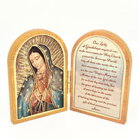 Our Lady of Guadalupe Natural Wood Standing Diptych - Unique Catholic Gifts