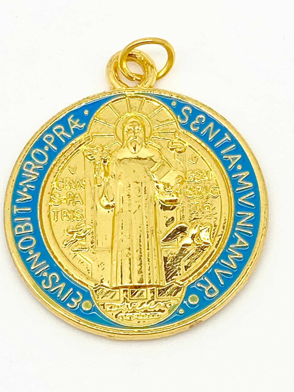 Gold and Colored St. Benedict Medal Large 1 1/4" - Unique Catholic Gifts