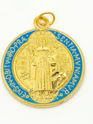 Gold and Colored St. Benedict Medal Large 1 1/4" - Unique Catholic Gifts