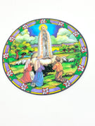 Our Lady of Fatima Catholic Stained Glass Sticker Suncatcher 5 1/2" - Unique Catholic Gifts