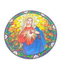 The Immaculate Heart of Mary Catholic Stained Glass Sticker Suncatcher 5 1/2" - Unique Catholic Gifts