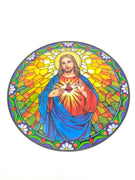 Sacred Heart of Jesus Catholic Stained Glass Sticker Suncatcher - Unique Catholic Gifts