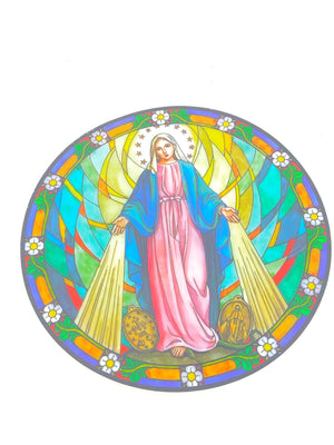 Our Lady of Grace Catholic Stained Glass Sticker Suncatcher 5 1/2