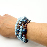 Italian Vintage Rustic Wrap Bracelet Blue - Unique Catholic Gifts