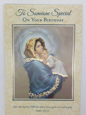 Madonna with Child Birthday Greeting Card - Unique Catholic Gifts