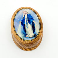 Our Lady of Grace Olive Wood Premium Crafted Rosary Box - Unique Catholic Gifts