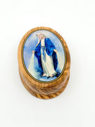 Our Lady of Grace Olive Wood Premium Crafted Rosary Box - Unique Catholic Gifts