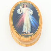 Divine Mercy Olive Wood Premium Crafted Rosary Box - Unique Catholic Gifts