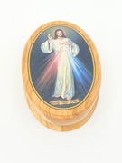 Divine Mercy Olive Wood Premium Crafted Rosary Box - Unique Catholic Gifts