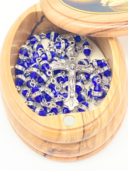 Madonna and Child Olive Wood  Premium Crafted Sassoferrato Rosary Box - Unique Catholic Gifts
