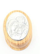 Holy Family Olive Wood Silver Plated Premium Rosary Box (Vertical) - Unique Catholic Gifts