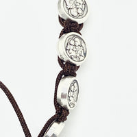 St. Joseph Italian Medals and Slip Knot Bracelet (Brown) - Unique Catholic Gifts