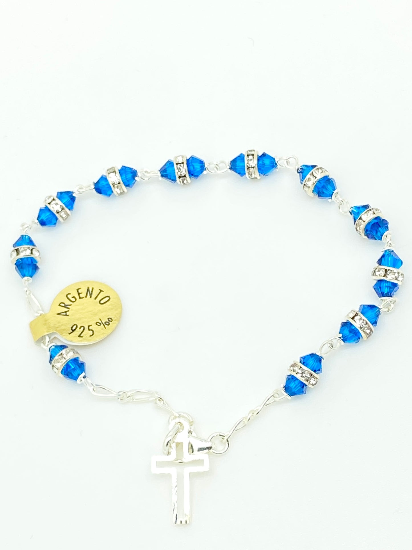 Blue Australian Swarovski Crystals and Sterling Silver Rosary