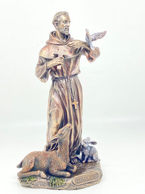 Saint Francis Bronze Statue 8 3/4