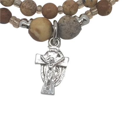 Genuine Jasper Twist Rosary Bracelet (4mm) - Unique Catholic Gifts