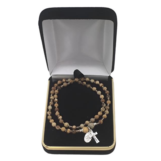 Genuine Jasper Twist Rosary Bracelet (4mm) - Unique Catholic Gifts