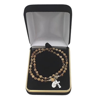 Genuine Jasper Twist Rosary Bracelet (4mm) - Unique Catholic Gifts