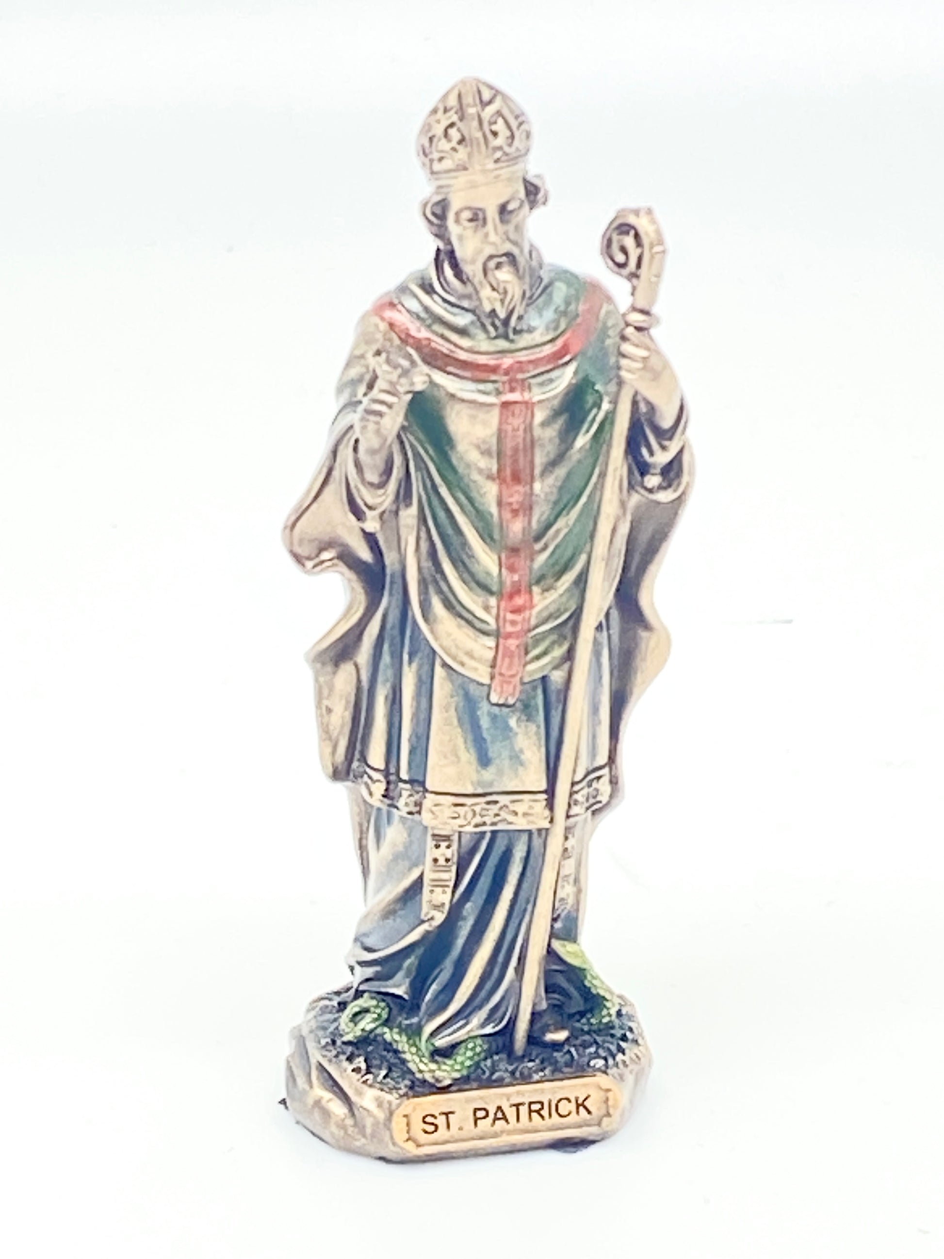 St. Patrick Mini Bronze Statue 3 3/8" - Unique Catholic Gifts