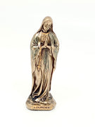 Our Lady of Lourdes Mini Bronze Statue 3 3/8" - Unique Catholic Gifts