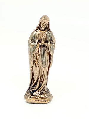 Our Lady of Lourdes Mini Bronze Statue 3 3/8