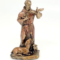 St Francis Mini Bronze Statue 3 3/8" - Unique Catholic Gifts