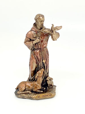 St Francis Mini Bronze Statue 3 3/8