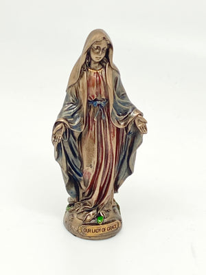Our Lady of Grace Mini Bronze Statue 3 3/8