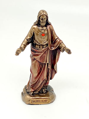 The Sacred Heart of Jesus Mini Bronze Statue 3 3/8