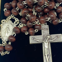Italian Wood Miraculous Medal Rosary 5mm - Unique Catholic Gifts