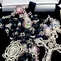 Black and Floral Bead Rosary - Unique Catholic Gifts