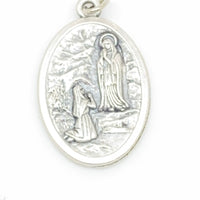 Our Lady of Lourdes Oxi Medal with Relic - Unique Catholic Gifts