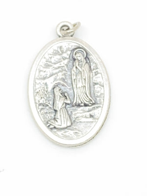 Our Lady of Lourdes Oxi Medal with Relic - Unique Catholic Gifts