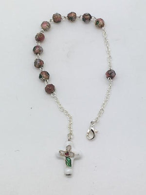Rose Cloisonne Rosary Bracelet (7") - Unique Catholic Gifts