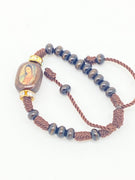 Our Lady of Guadalupe Brown Cord and Wood Bead Bracelet - Unique Catholic Gifts