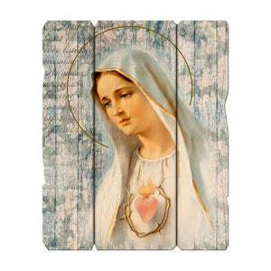Immaculate Heart of Mary Vintage Plaque 9" x 7" - Unique Catholic Gifts