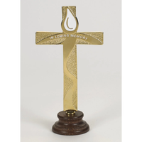 "In Loving Memory"  Gold Tone Standing Cross - Unique Catholic Gifts