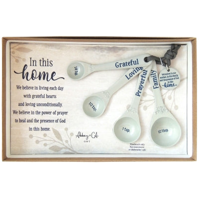 In This Home Kitchen Prayer Measuring Spoon Set of 4 - Unique Catholic Gifts