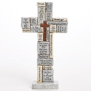 Inspirational Crossword Standing Cross (12.5") - Unique Catholic Gifts