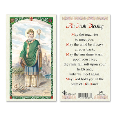 Irish Blessing St. Patrick Laminated Holy Card - Unique Catholic Gifts