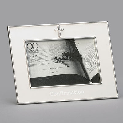 Ivory and Silver Cross Confirmation Picture Frame (6