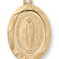 Gold over Sterling Silver Miraculous Medal (5/8") on 18" Gold plated chain. - Unique Catholic Gifts