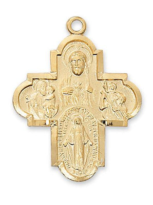 Gold over Sterling Silver 4-way medal (1 3/8