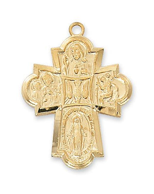 Gold over Sterling Silver 4-way medal (1 3/16