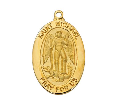 Gold over Sterling Silver St. Michael Medal (1 ") - Unique Catholic Gifts
